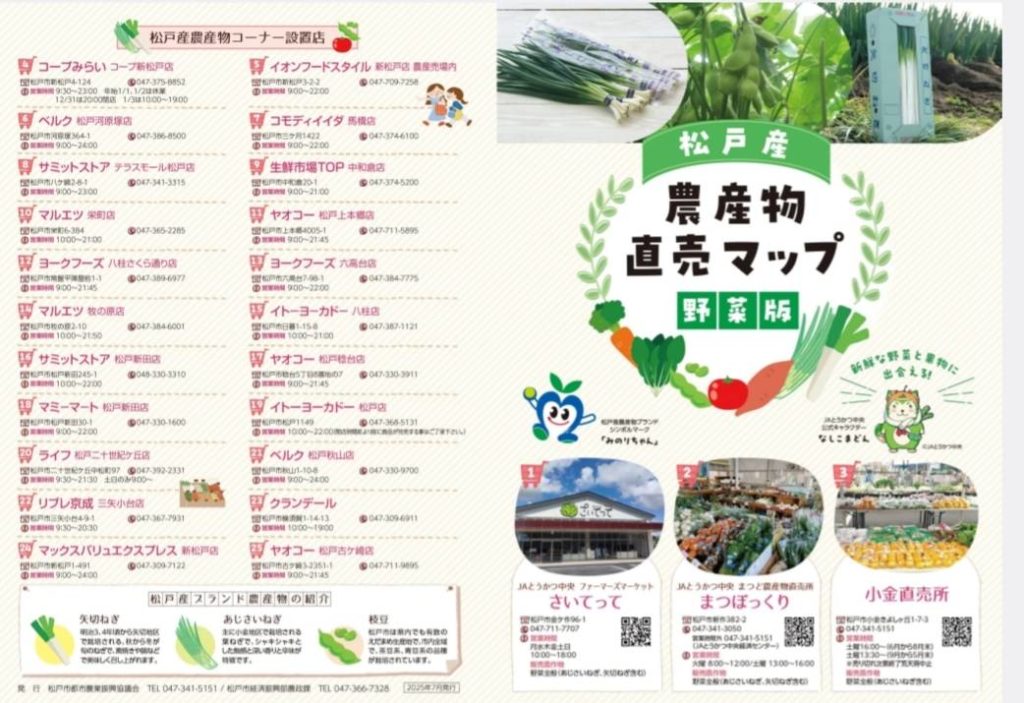 松戸農産物直売マップ野菜版2025年千葉県松戸市