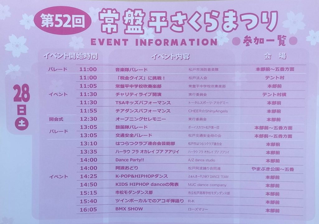 第52回 常盤平さくらまつり2026年イベント内容パレード