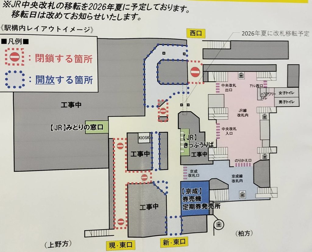 松戸駅 改札外2026年4月改札移転通路変更