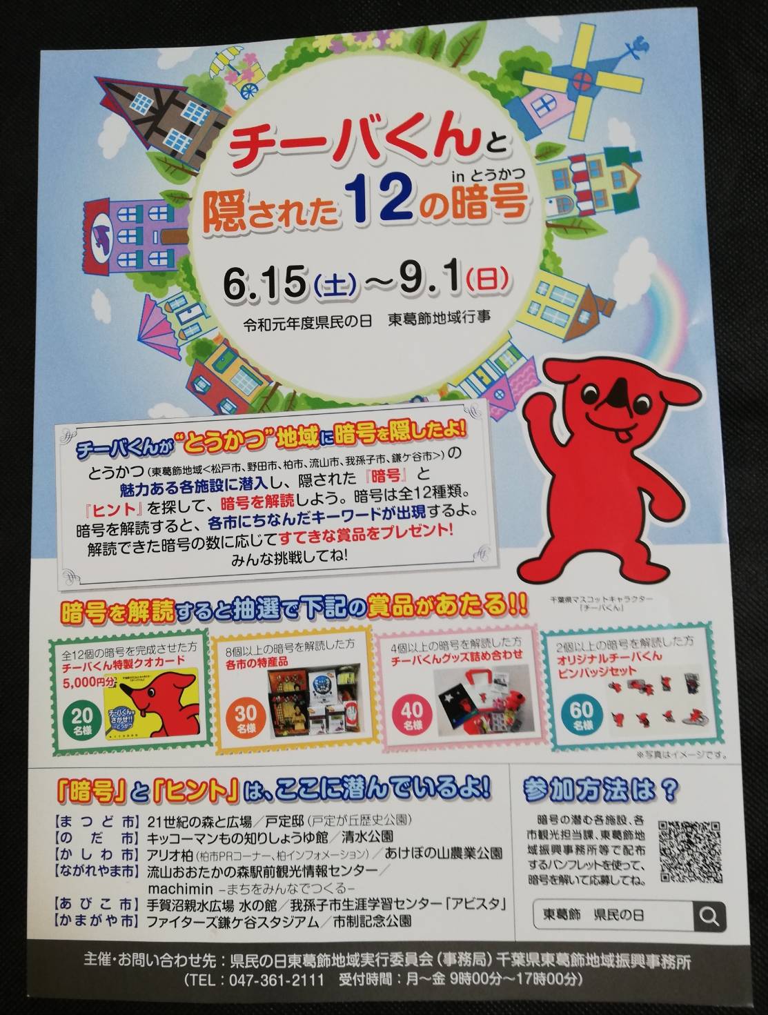 チーバくんと隠された12の暗号が開催 19年の夏休みイベントで楽しそう 松戸ロード 松戸の地域情報